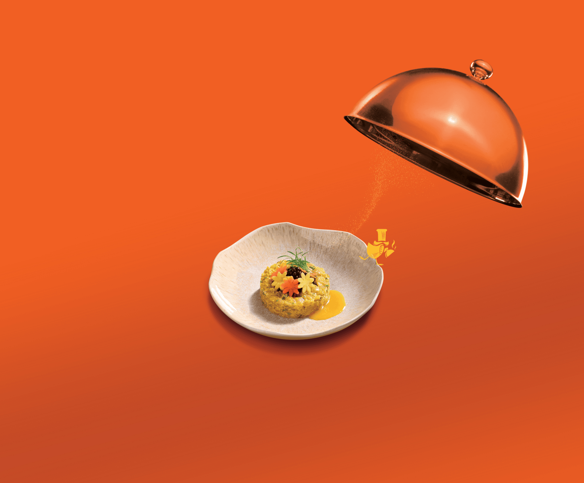 Assiette de dinde avec une cloche