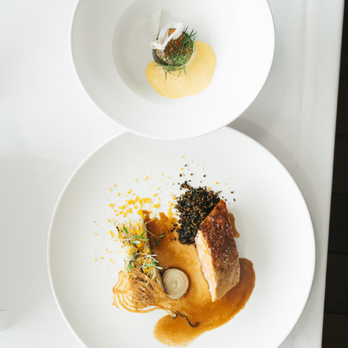 Suprême de dinde, pressé de fenouil et jus iodé