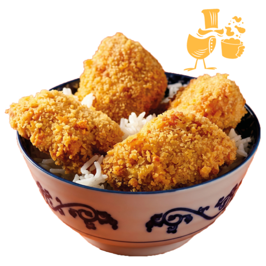 Image d'un bol de riz avec du poulet croustillant